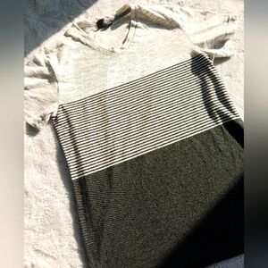 ⚫ Boy's Black & Grey Stripe Casual Medium T-shirt